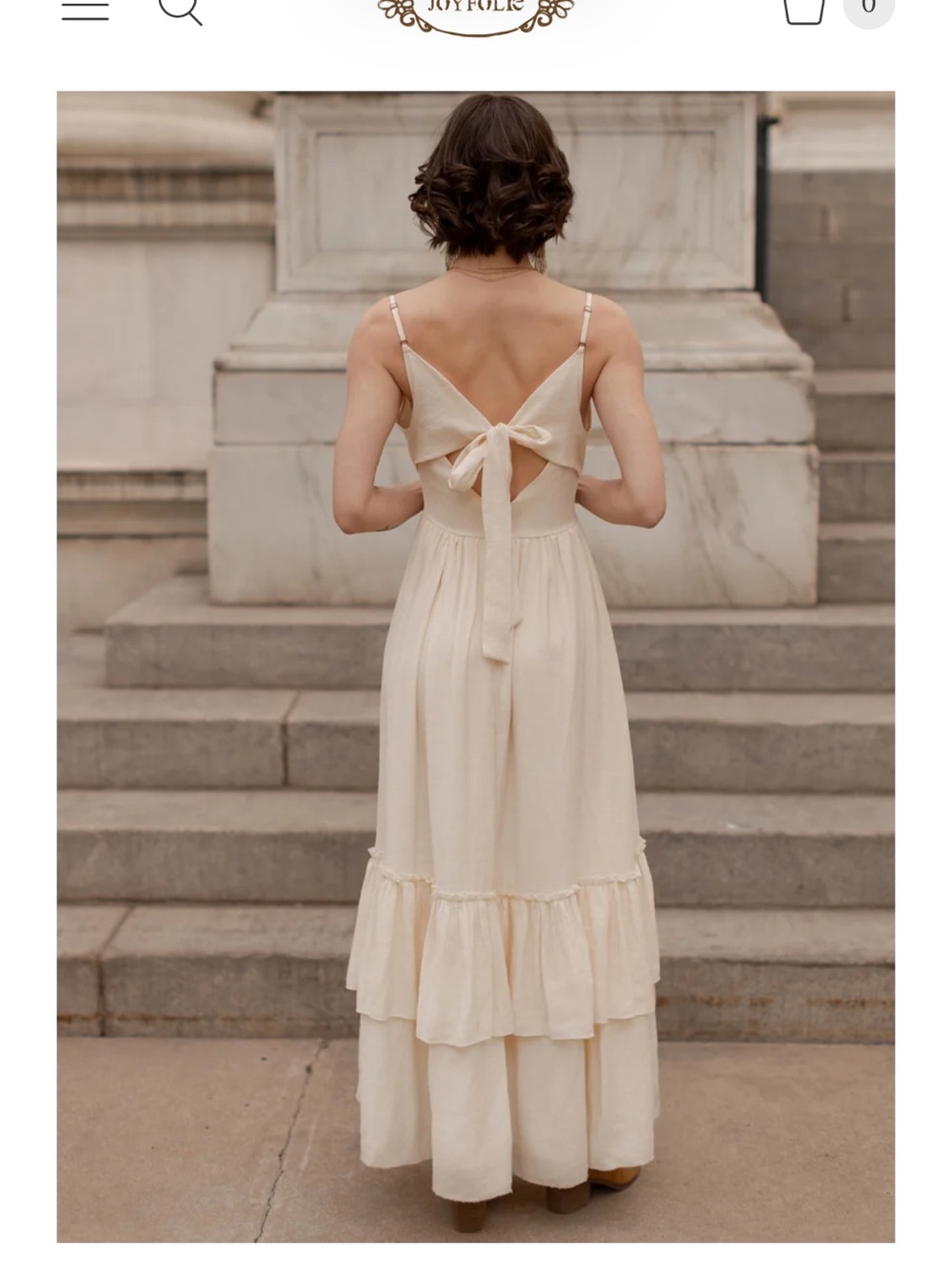 Joyfolie Cream Tiered Ruffled Maxi Dress - Picture 3 of 8